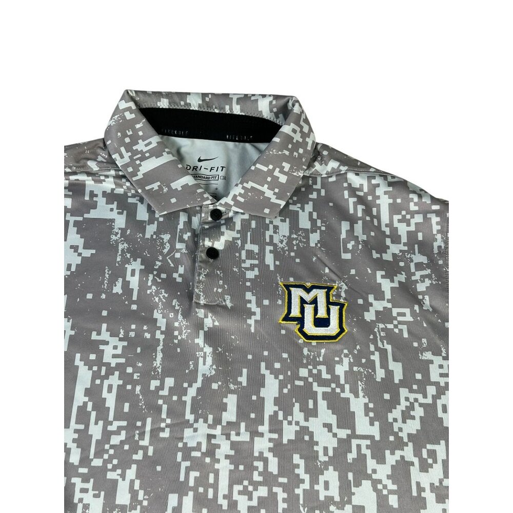 Marquette University Nike Golf Dri-Fit Polo Gray Digital Camo Design Men's Sz L - Picture 1 of 8
